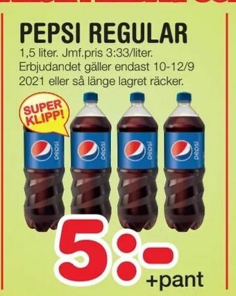 Nya Pulsen Pepsi regular erbjuda