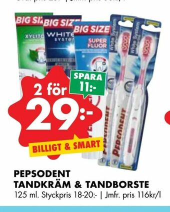 ÖoB Pepsodent tandkräm & tandborste erbjuda