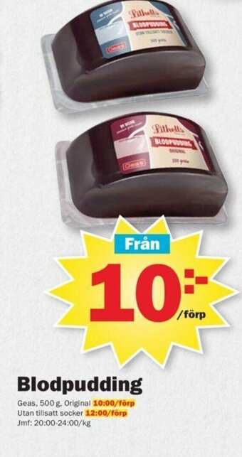 Pekås Blodpudding Geas erbjuda