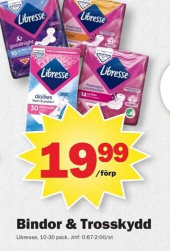 Pekås Bindor & Trosskydd Libresse erbjuda