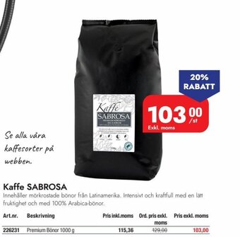 Lyreco Kaffe SABROSA erbjuda