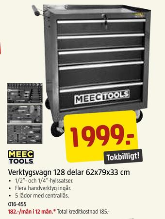 Jula Verktygsvagn 128 delar 62x79x33 cm erbjuda
