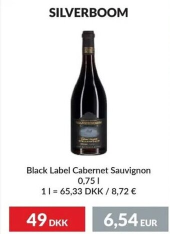 Nielsen Discount SILVERBOOM Black Label Cabernet Sauvignon erbjuda