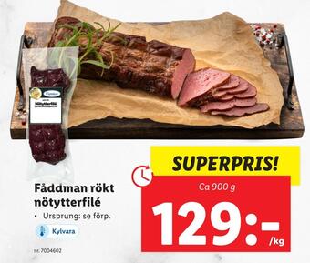 Lidl Fåddman rökt nötytterfilé erbjuda