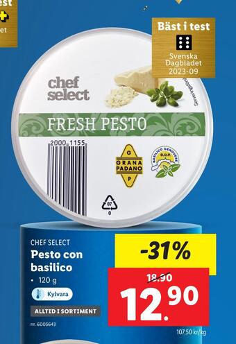 Lidl Pesto con basilico erbjuda