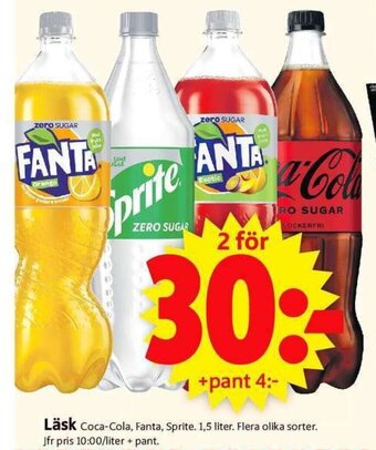 ICA Supermarket Coca-Cola, Fanta, Sprite Läsk 1,5 liter erbjuda