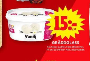 ICA Maxi Sia gräddglass erbjuda