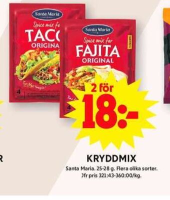 ICA Maxi Santa maria taco kryddmix erbjuda