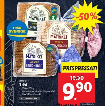 Lidl Lingonbröd rågbröd erbjuda