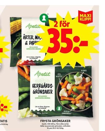ICA Maxi Apetit grönsaker erbjuda