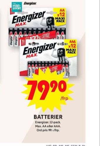ICA Maxi Energizer batterier erbjuda
