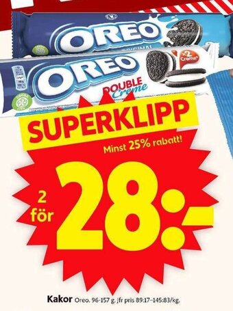 ICA Supermarket Oreo Kakor 96-157g erbjuda