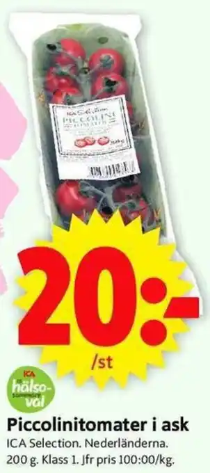 ICA Supermarket ICA Selection Piccolinitomater i ask 200g erbjuda