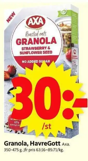 ICA Supermarket Axa Granola, HavreGott 350-475g erbjuda