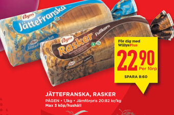 Willys JÄTTEFRANSKA, RASKER PÅGEN erbjuda
