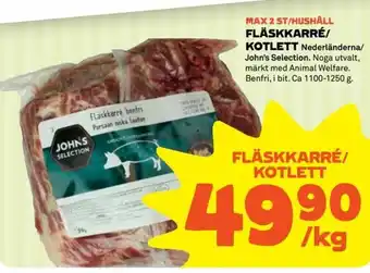 Coop Fläskkarré/Kotlett 1100-1250g erbjuda