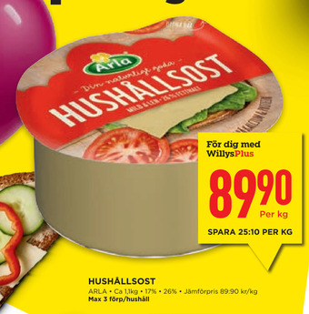 Willys Hemma Hushållsost erbjuda