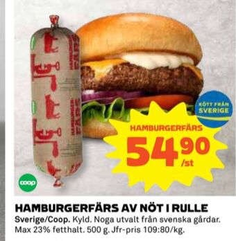 Coop Coop hamburgerfärs max 23% erbjuda