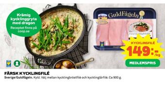 Coop Guldfågeln kycklingbröstfilé erbjuda