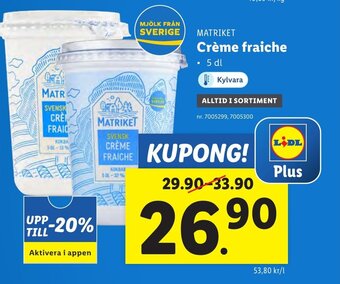 Lidl MATRIKET Crème fraiche erbjuda