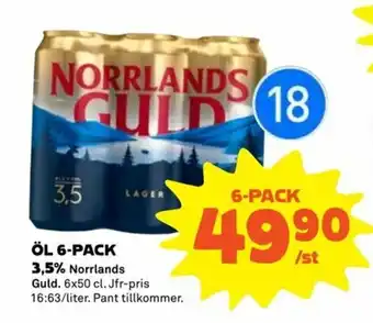Coop Extra Norrlands Guld Öl 6-pack 3,5% 50cl erbjuda