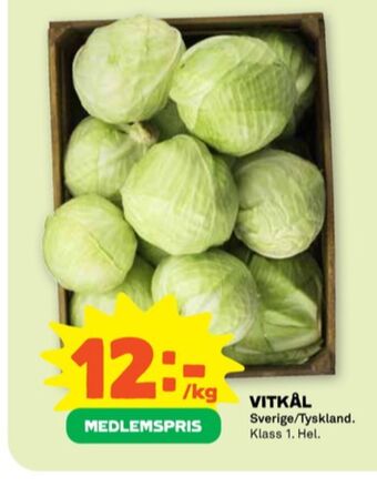 Stora Coop Coop vitkål erbjuda