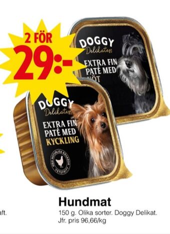 Matöppet Doggy hundmat erbjuda