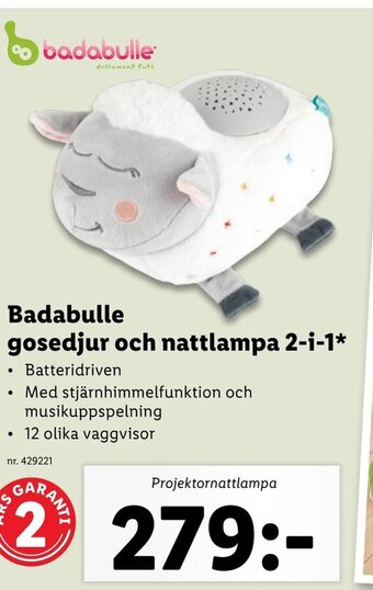 Lidl Badabulle gosedjur och nattlampa 2-i-1 erbjuda