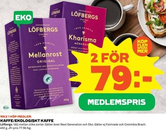 Coop KAFFE/EKOLOGISKT KAFFE Löfbergs erbjuda