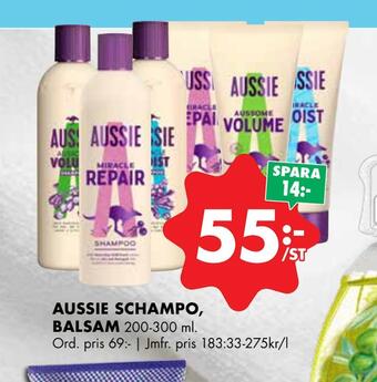 ÖoB Aussie schampo, balsam erbjuda