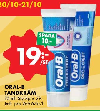 ÖoB Oral-b tandkräm erbjuda