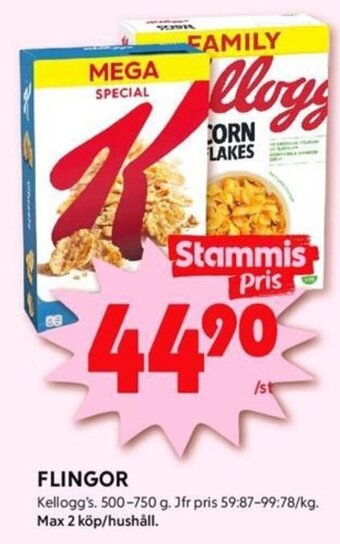 ICA Kvantum FLINGOR Kellogg's erbjuda