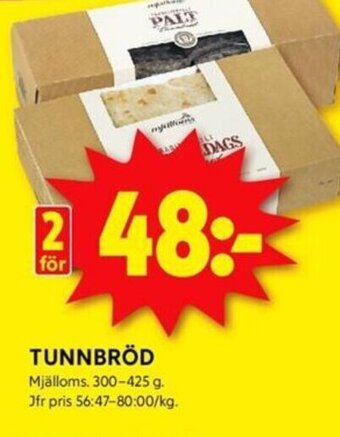 ICA Kvantum TUNNBRÖD Mjälloms erbjuda
