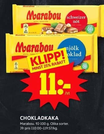 ICA Kvantum CHOKLADKAKA Marabou erbjuda