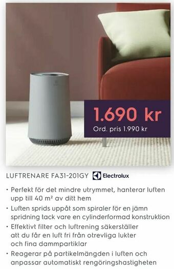 Electrolux Home Luftrenare fa31-201gy erbjuda