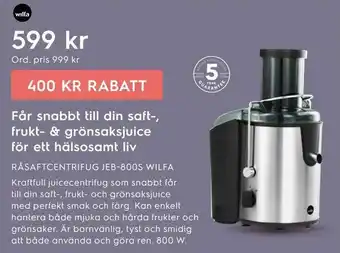 Electrolux Home Råsaftcentrifug jeb-800s wilfa erbjuda