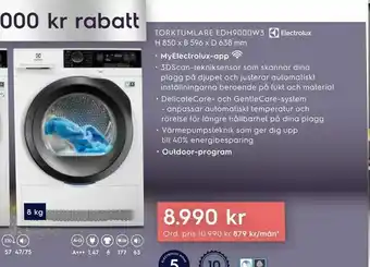 Electrolux Home Torktumlare edh9000w3 h 850 x b 596 x d 638 mm erbjuda