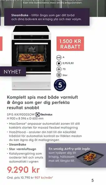 SPIS KKI9000SOW H 900 x B 596 x D 600 mm
