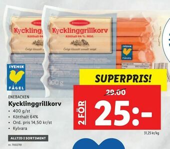 Lidl Kycklinggrillkorv erbjuda