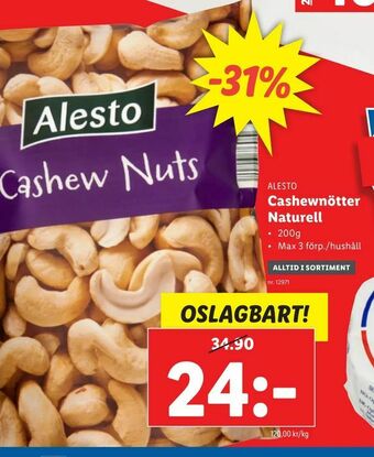 Lidl Cashewnötter Naturell erbjuda