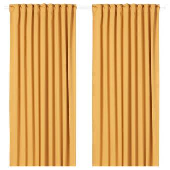 IKEA Majgull rumsförmörkande gardiner, 1 par, gul, 145x250 cm erbjuda