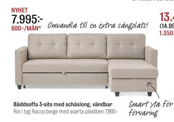 Mio Bäddsoffa 3-sits med schäslong, vändbar erbjuda