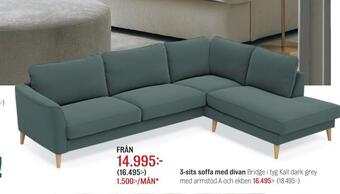 Mio 3-sits soffa med divan erbjuda