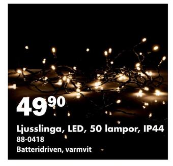 Biltema Ljusslinga, led, 50 lampor, ip44 erbjuda