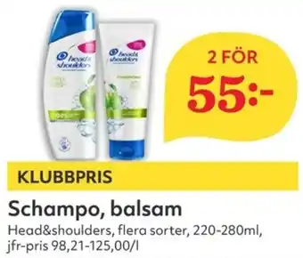 Head & Shoulders Schampo, balsam 220-280ml