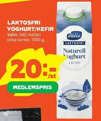 Valio Laktosfri Yoghurt/Kefir 1000g