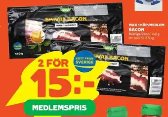 Coop Coop Bacon 140g erbjuda