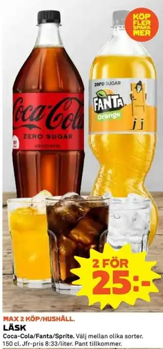 Coop Coca-Cola/Fanta/Sprite Läsk 150cl erbjuda