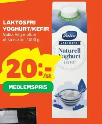Coop Konsum Valio Laktosfri Yoghurt/Kefir 1000g erbjuda