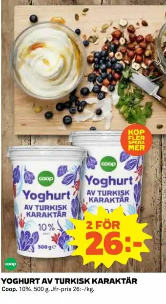 Coop Konsum Coop Yoghurt Av Turkisk Karaktär 500g erbjuda